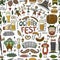 Octoberfest. Seamless pattern for your design. Beer party icons collection