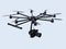 Octocopter flying in the sky