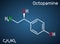 Octopamine molecule. It is biogenic phenylethanolamine, sympathomimetic drug. Skeletal chemical formula