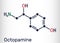 Octopamine molecule. It is biogenic phenylethanolamine, sympathomimetic drug. Skeletal chemical formula