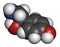 Octopamine stimulant drug molecule (sympathomimetic agent). Atoms are represented as spheres with conventional color coding: