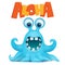 Octopus alien monster emoji character with aloha title