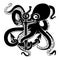 Octopus with anchor black sign.