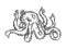 Octopus animal with human hands engraving vector