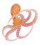 Octopus cartoon flat character with suckers on hands. Aquatic fauna icon. Animal illustration for zoo ad, nature concept