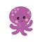 Octopus cartoon vector Illustration. purple cute octopus illustration for kids and babies. Sea creature. marine inhabitant