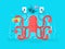 Octopus character design flat