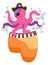 Octopus character with pirate eye and headwear