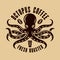 Octopus coffee logo concept in vintage style. Vector emblem, badge, label template