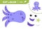 Octopus. Cut and glue. Purple octopus. Applique. Paper game. Vector