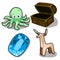 Octopus, deer, chip and chest. Vectorelements