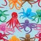 Octopus eight colorful seamless pattern