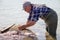 Octopus fisherman in greece