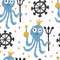 Octopus hand drawn childish illustration. Nursery pattern.