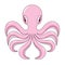 Octopus Icon Cartoon in Pink Colour