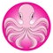 Octopus Icon Cartoon in Pink Colour with round background