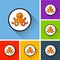 Octopus icons with long shadow