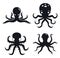 Octopus icons set, simple style