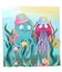 Octopus and jellyfish study the seabed. Cute ocean animals. Cute cartoon character. Cute cartoon animals