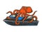 Octopus on jetski water bike sketch vector