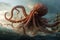 octopus kraken using tentacles to battle giant squid