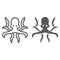 Octopus line and glyph icon, animal