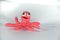 An octopus made of plasticine. Plasticine toys on white background