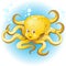 Octopus Naughty and Cute Baby Cartoon Character Vector Illustration