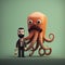 Octopus And Octopus Shaped Man: Photobashing Flat Illustrations