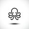 Octopus outline icon on the white background