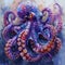 Octopus Painting on Blue and Purple Background