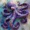 Octopus Painting on Blue and Purple Background