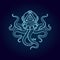 Octopus in retro deep diving suit. Eye of Providence.
