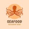 Octopus seafood restaurant menu isolated logo