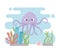 Octopus seashell stones life coral reef cartoon under the sea