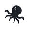 Octopus silhouette. Black isolated silhouettes. Fill solid icon. Modern glyph design. Vector illustration. Meat products