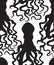 Octopus silhouette seamless pattern. Ghost halloween ornament. M
