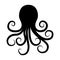 Octopus silhouette in vintage style on transparent background. Aquarium octopus vector icon. Vector octopus illustration