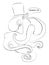 Octopus sketch aristocrat cylinder monocle. Vector illustration