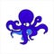 Octopus. Smiling blue octopus. Friendly Octopus. Vector image.