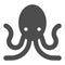 Octopus solid icon, aquatic animals concept, poulpe sign on white background, Octopus silhouette icon in glyph style for