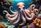 Octopus Squirming Through a Reef in the Ocean. Generative AI