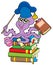 Octopus teacher on pile of books