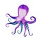 an octopus with tentacles and eyes like an alien lives in the water in the sea or ocean of a bright green color, neon glows