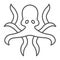 Octopus thin line icon, animal and underwater