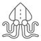 Octopus thin line icon. Underwater animal vector illustration isolated on white. Seafood outline style design, designed
