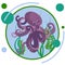 Octopus underwater animal. In minimalist style Cartoon flat raster