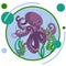 Octopus underwater animal. In minimalist style Cartoon flat Vector