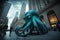 Octopus walking in new york city illustration generative ai