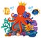 Octopus wearing crown underwater